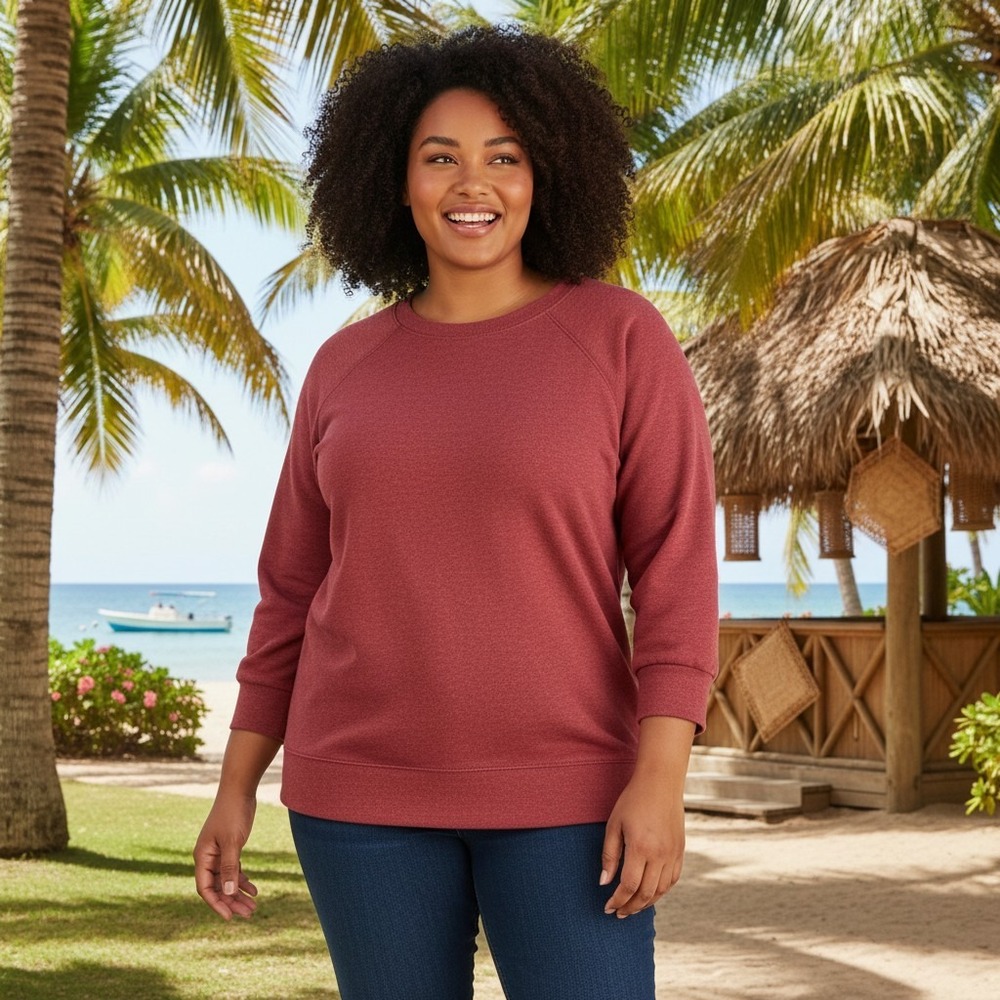 Style & Co Scarlet Crush Lounge Sweatshirt 3X Plus‎ Size Red Pink Raglan